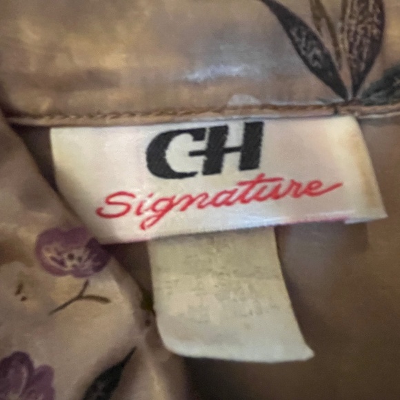 CH Signature Gold with Purple Flowers Button Down Blouse - Picture 10 of 15